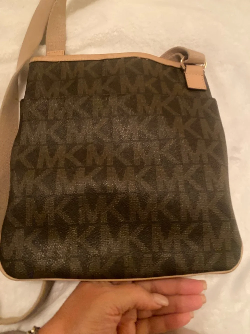 Michael Kors Brown and Beige Signature Messenger Bag